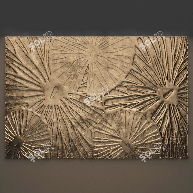 Customizable Wall Panel Decor: Plywood, CNC Carving, Gilding, Paint 3D model image 1