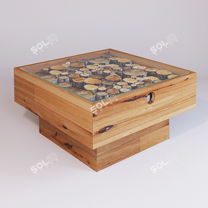 Frida Coffee Table: Elegant Brown Wood & Glass 3D model image 1