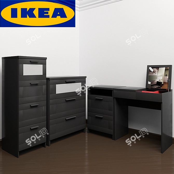 Ikea Brimnes Vanity Set 3D model image 1