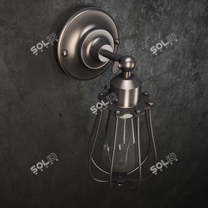Vintage Filament Cage Wall Sconce 3D model image 2