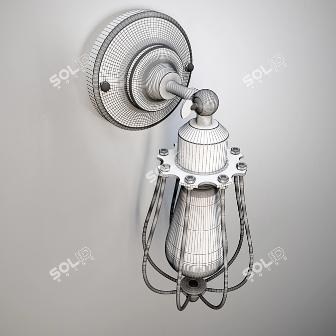 Vintage Filament Cage Wall Sconce 3D model image 3