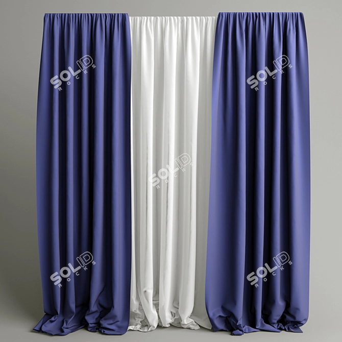 Elegant Sheer Curtain 3D model image 1