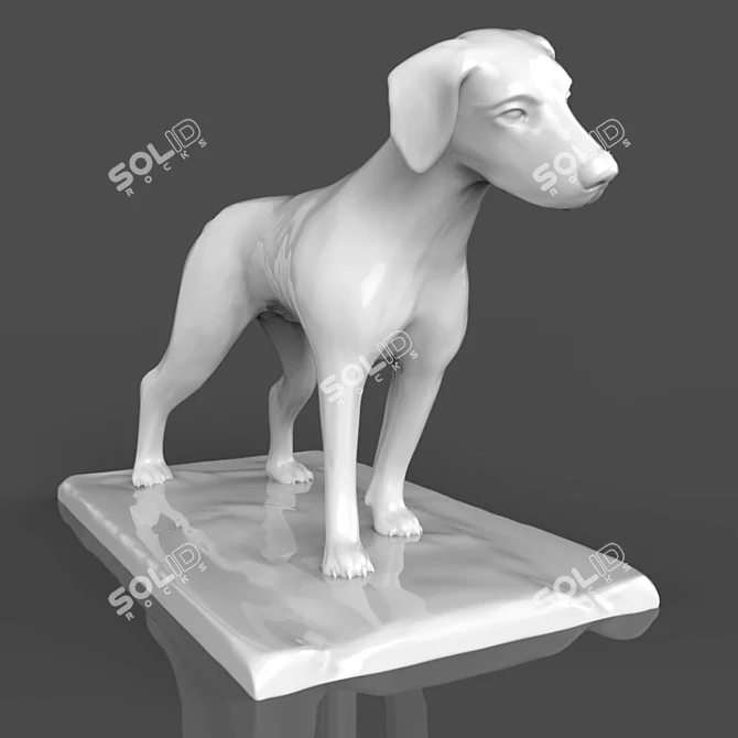 Playful Canine Sculpture 3D model image 1