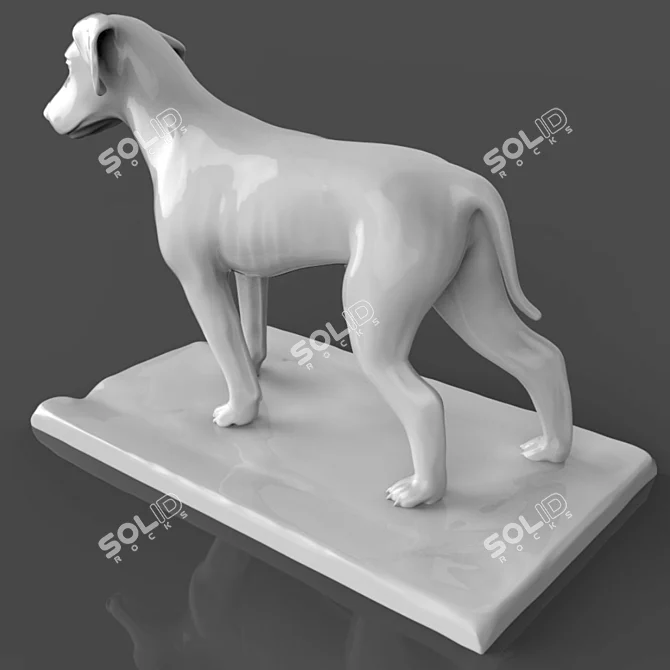 Playful Canine Sculpture 3D model image 2