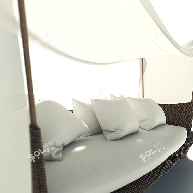 Coastal Oasis: Beach Sofa with Shade 3D model image 3