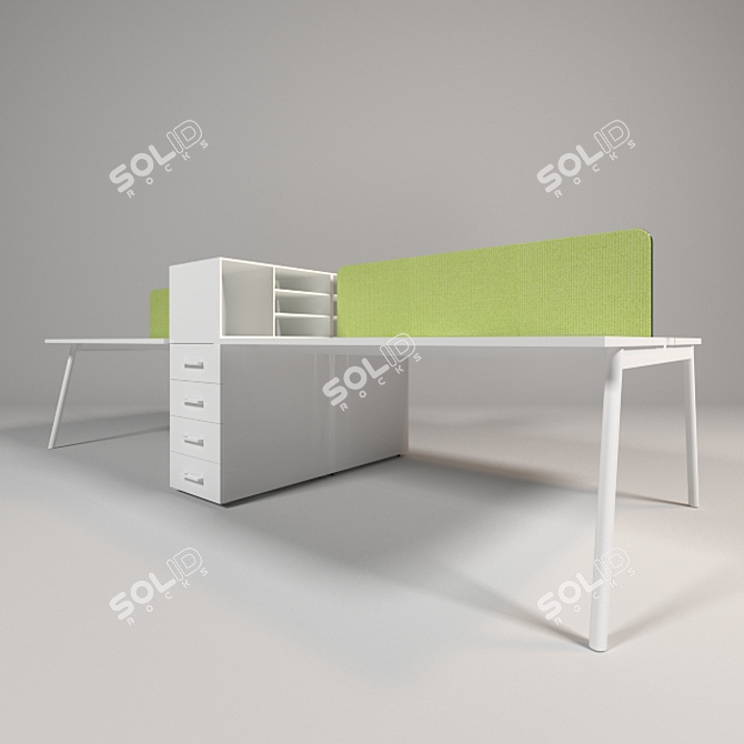 Title: LAVORO 4-Job Office Table 3D model image 1