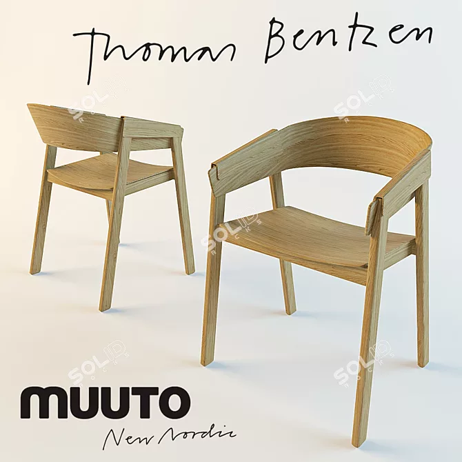 Muuto Thomas Bentzen: Stylish Wooden Chair 3D model image 1