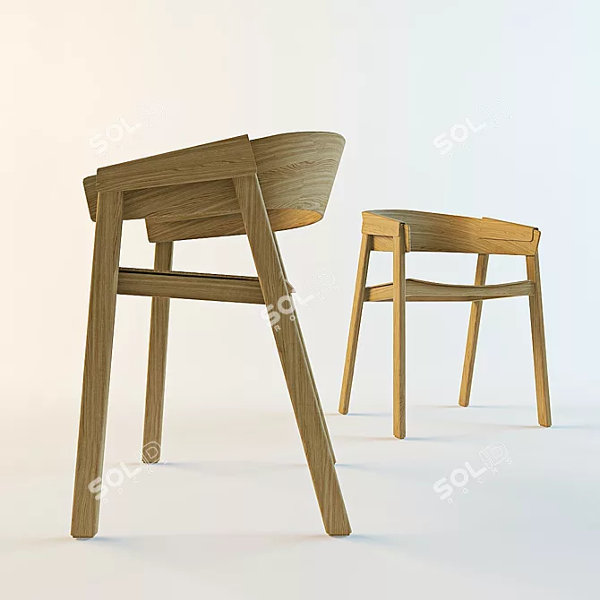 Muuto Thomas Bentzen: Stylish Wooden Chair 3D model image 2