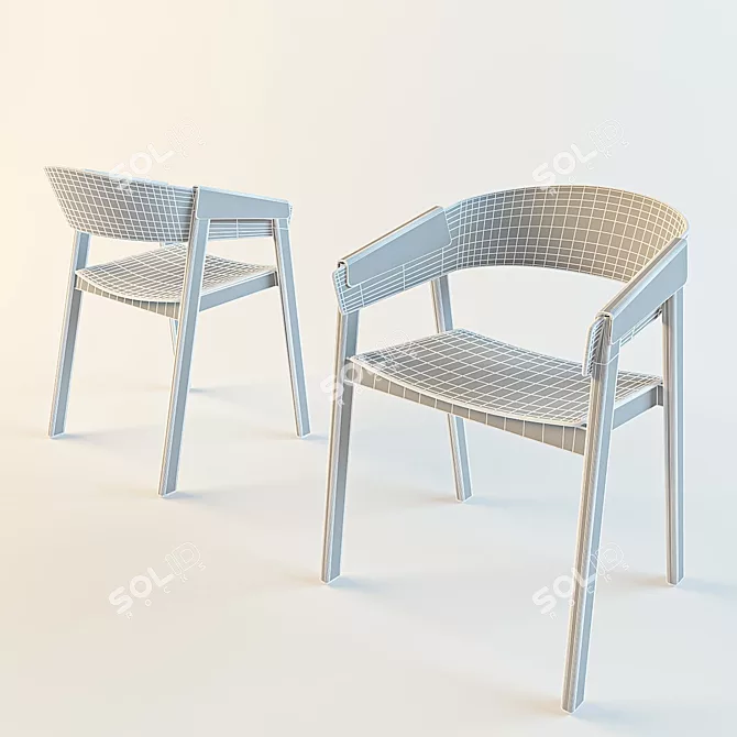 Muuto Thomas Bentzen: Stylish Wooden Chair 3D model image 3