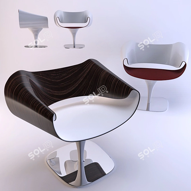Sleek Wooden Chair: A Futuristic Delight 3D model image 1