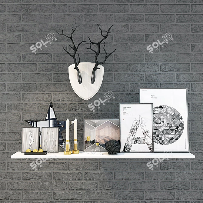 Elegant Shelf Set: Stylish Decor Solution 3D model image 1