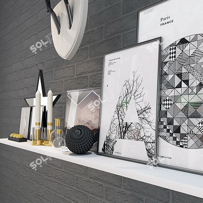 Elegant Shelf Set: Stylish Decor Solution 3D model image 3