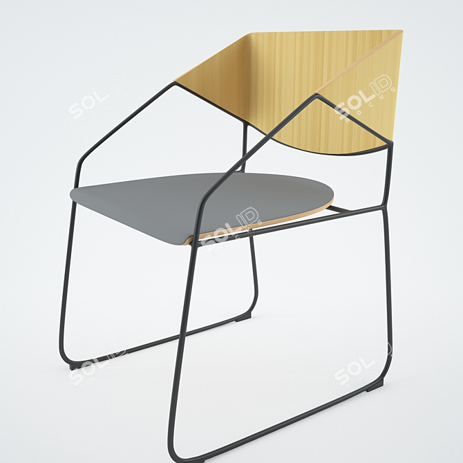 Sleek Metal Wire Chair 3D model image 2
