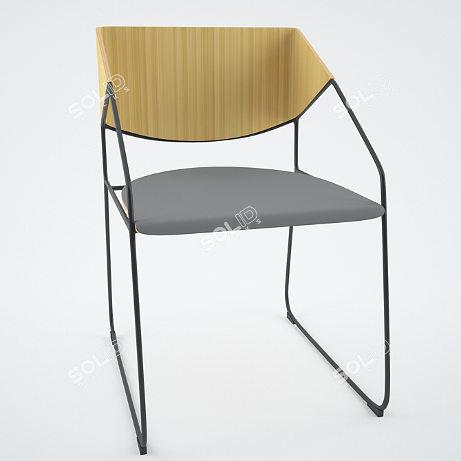 Sleek Metal Wire Chair 3D model image 3