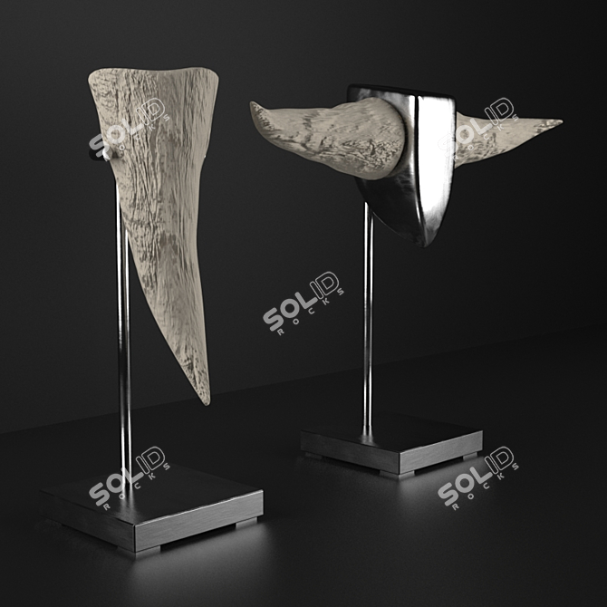 Sleek Steel and Bone Sculpture 3D model image 1