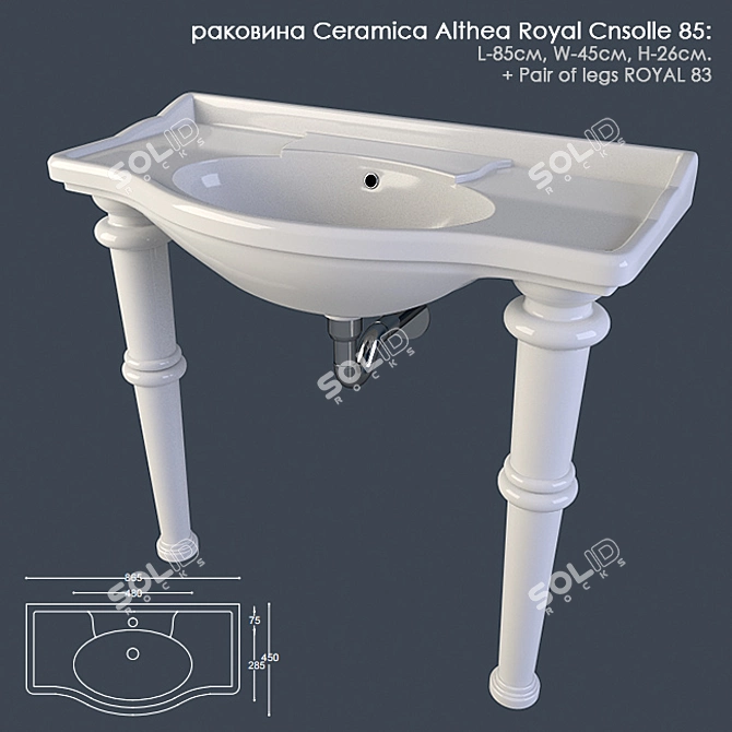 Royal Console Washbasin: Elegant Ceramica Althea Design 3D model image 2