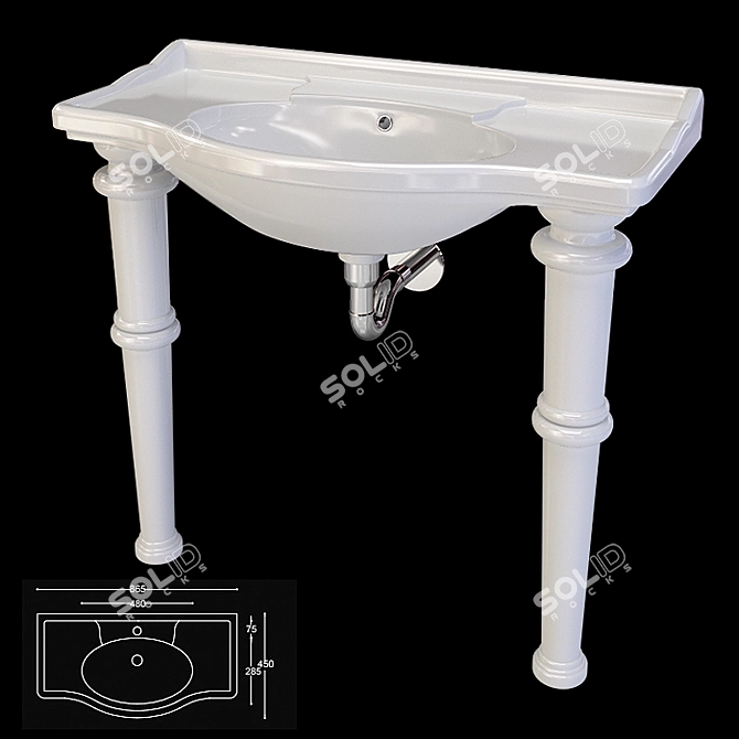Royal Console Washbasin: Elegant Ceramica Althea Design 3D model image 5