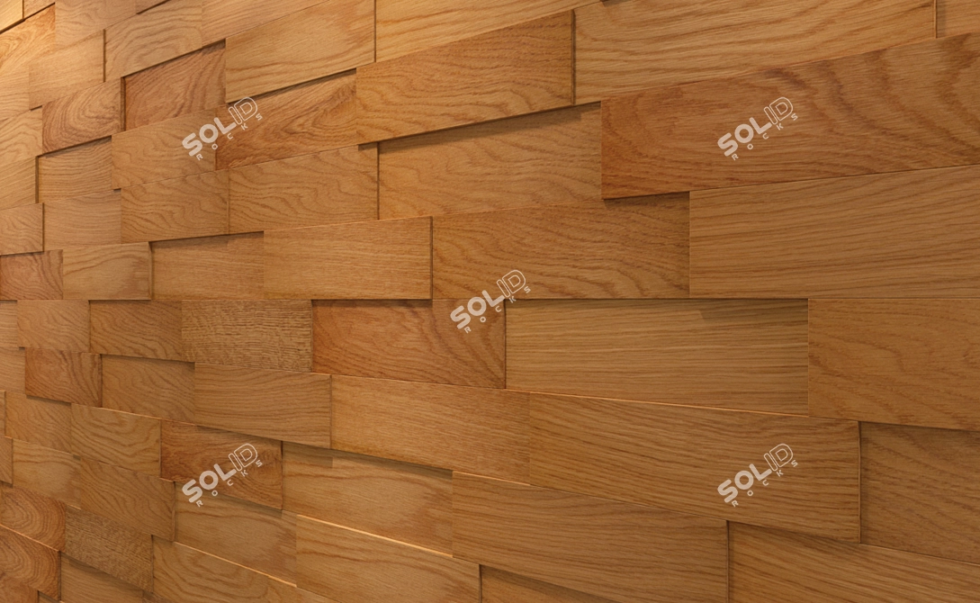 3D Oak Wall Panel - Natural Beauty 3D model image 3