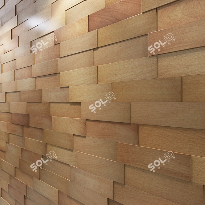 Natural Beech 3D Wall Panels: Stunning Interior Decor 3D model image 3