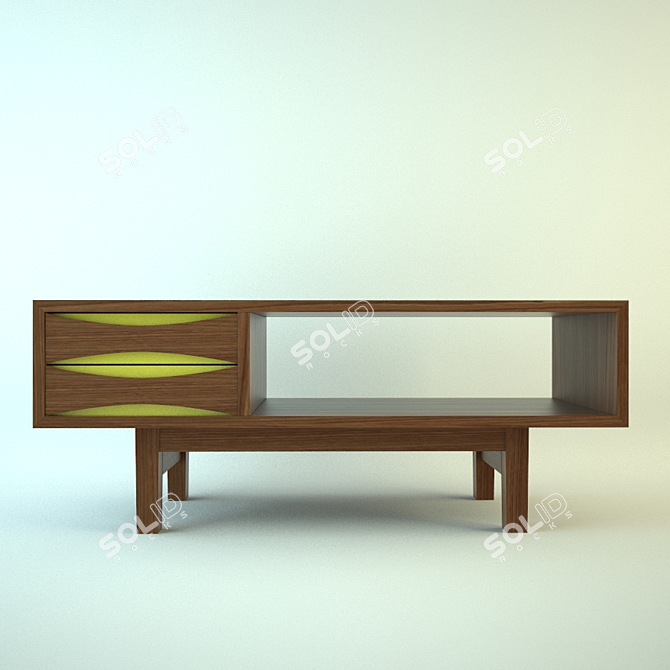 Vintage Media Console 3D model image 1