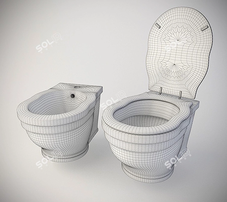 Ceramica Althea Royal Toilet & Bidet Combo 3D model image 3