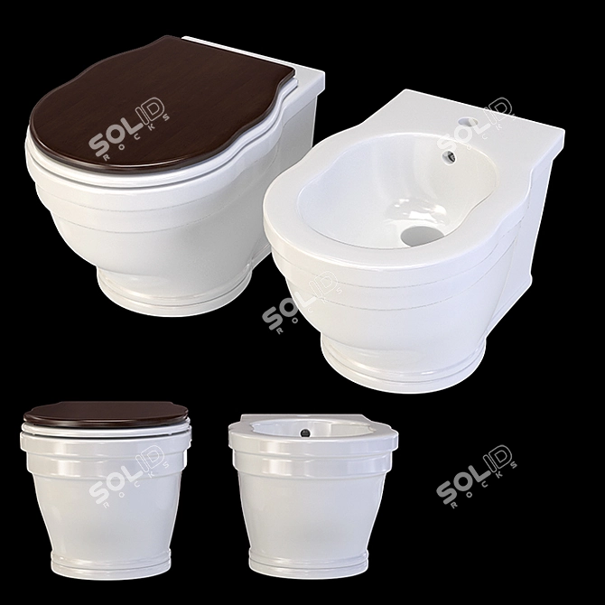 Ceramica Althea Royal Toilet & Bidet Combo 3D model image 4