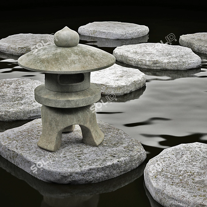 Zen Garden Lantern Set 3D model image 1