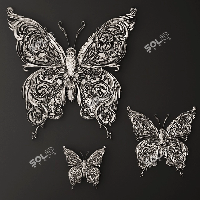 Butterfly Stucco Wall Decor 3D model image 1