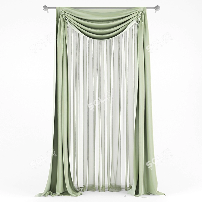 Elegant Classic Curtains 3D model image 1