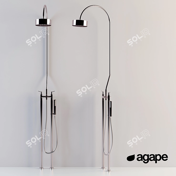 Elegant Fez Floor Shower Tap 3D model image 1