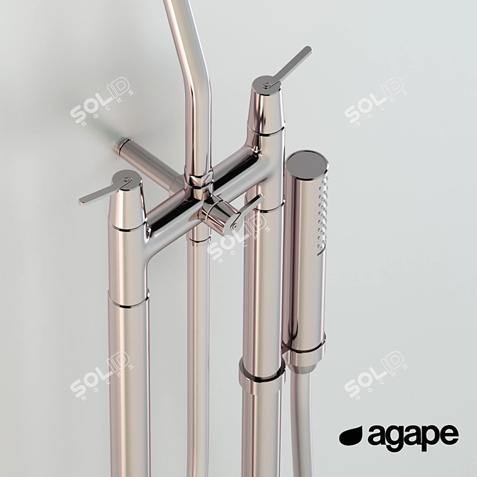 Elegant Fez Floor Shower Tap 3D model image 2