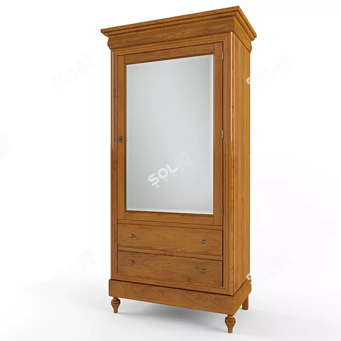 Classic Elegance Wardrobe with Mirror 3D model image 1