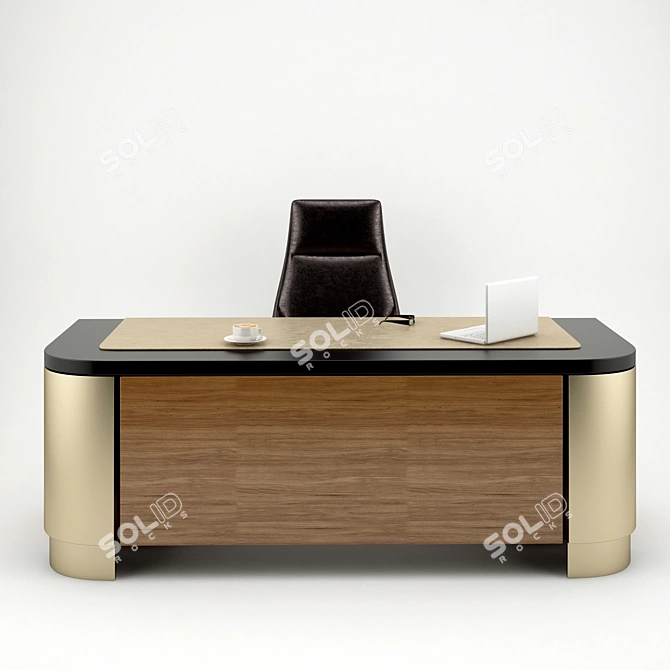 Brasswood Office Desk 3D model image 1