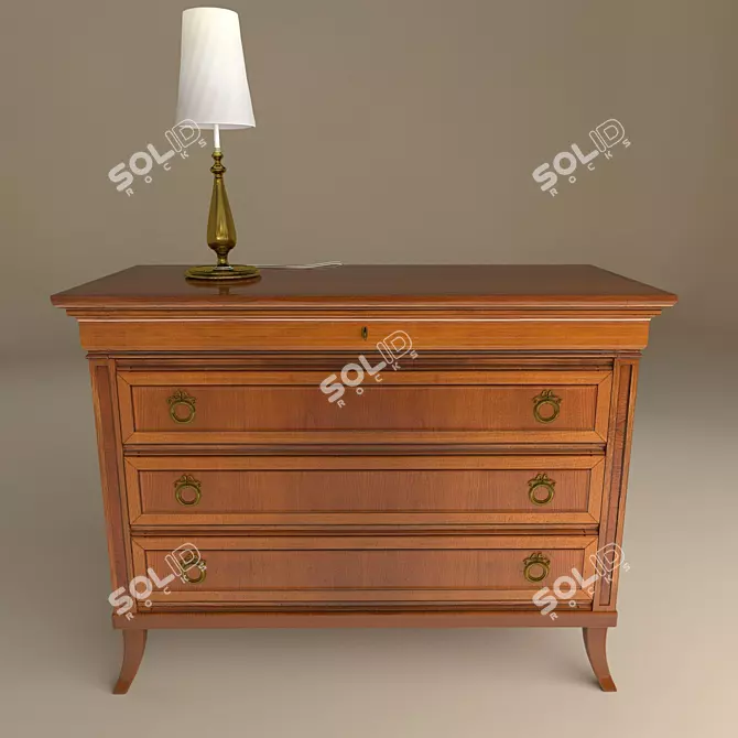 Classic Cherry Chest with Four Drawers 3D model image 2