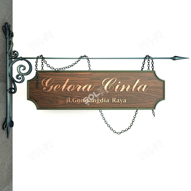 Wrought Iron Vintage Signage 3D model image 1