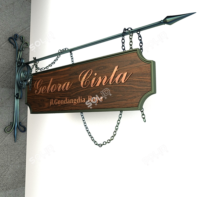 Wrought Iron Vintage Signage 3D model image 2