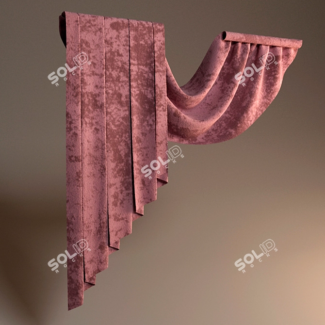 Velvet Curtain 3D model image 1