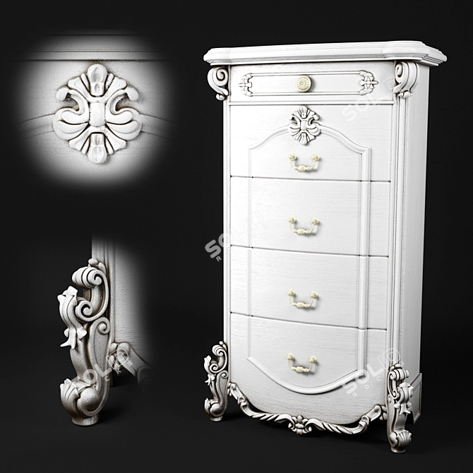 Elegant Carved Patina Chest 3D model image 1