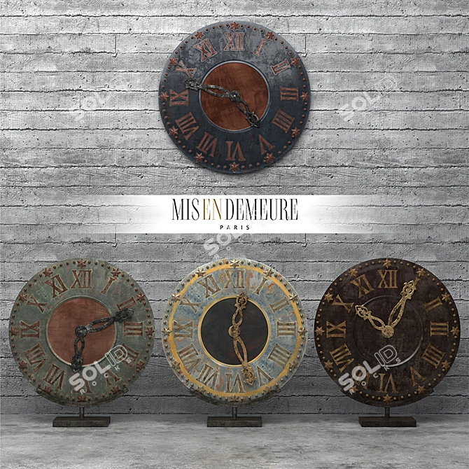 Misendemeure Village Clock Set 3D model image 1