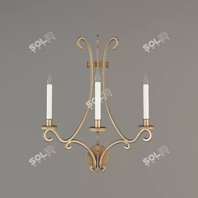 Elegant Golden Iron Wax Sconce 3D model image 1