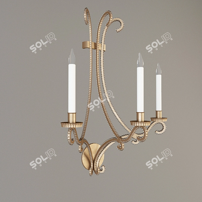 Elegant Golden Iron Wax Sconce 3D model image 2