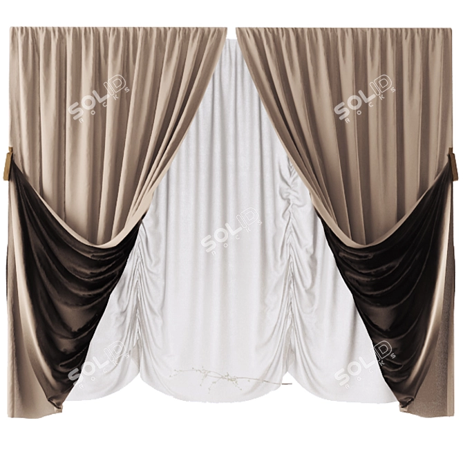 Modern Style Curtain 3D model image 1