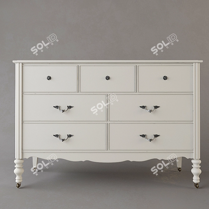 Lisette Wide Dresser: Elegant Storage Solution 3D model image 1