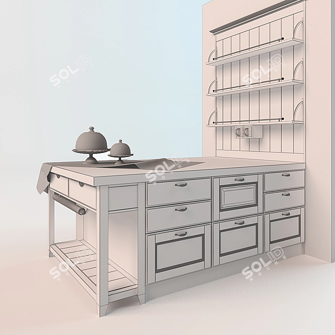 Elegant Aran Cucine Murano Kitchen Island 3D model image 3