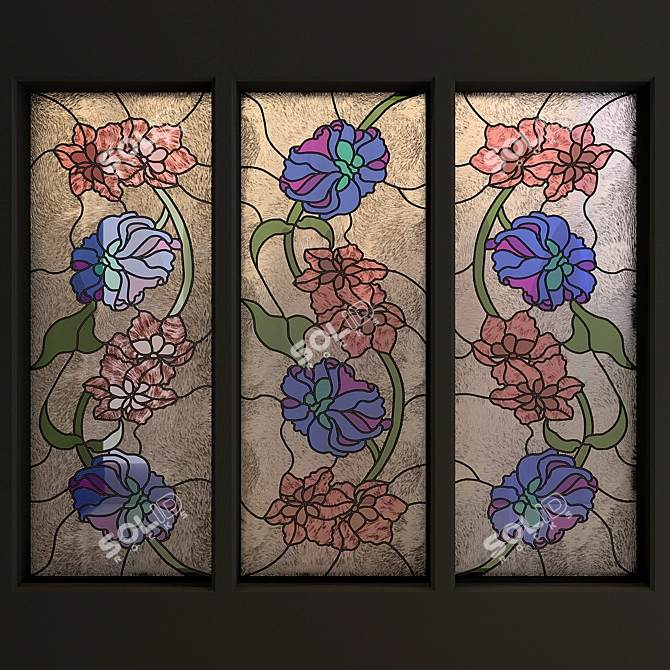 Elegant Stained Glass Panels 3D model image 2