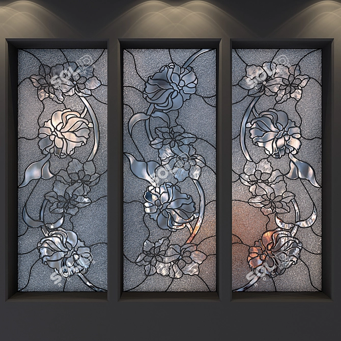 Elegant Stained Glass Panels 3D model image 3