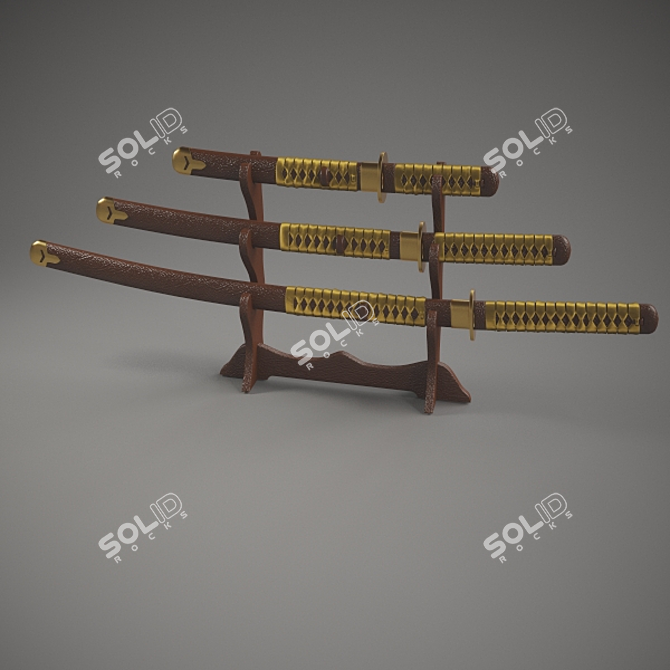 Ancient War Sword: Masterful Decoration 3D model image 1