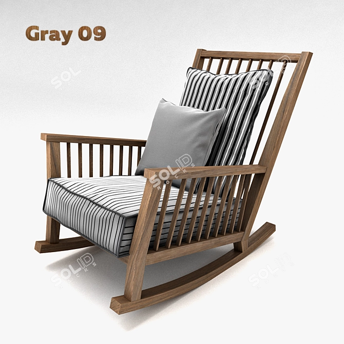 Gray 09 Rocking Armchair - Elegant Design 3D model image 1