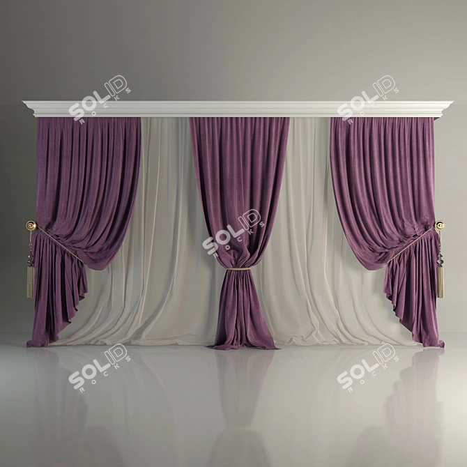 Elegant Drapes for Luxurious Interiors 3D model image 1