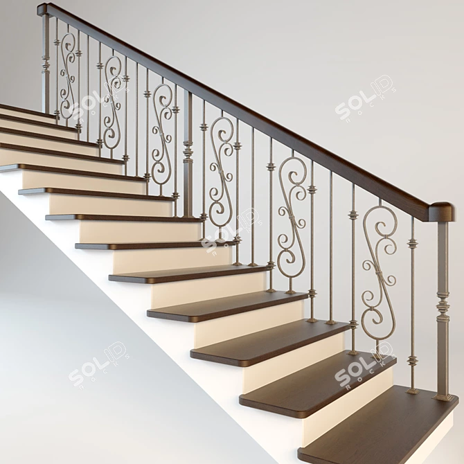 Elegant Forged Ladder 3D model image 1